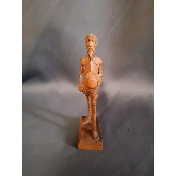 Vintage Spanish Wood Handcarved Gentleman Sculpture Figurine Don Quixote - Picture 2 of 11